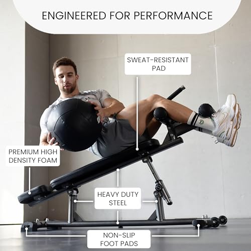 Finer Form Semi-Commercial Decline Sit Up and Flat Weight Bench. Adjustable Fitness Equipment and Exercise Bench for Abs, ...