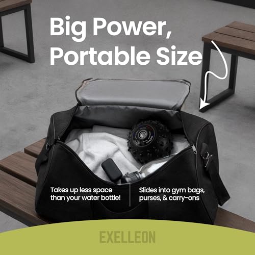 EXELLEON 4-Speed Vibrating Massage Ball | Compact Rechargeable Roller | Adjustable Vibration | Quiet & Portable Design