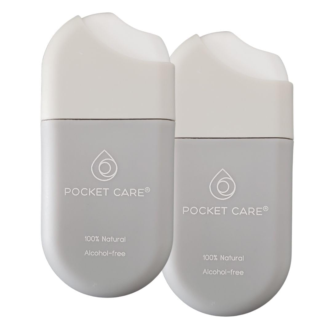 POCKET CARE | 2 Pack Unscented Hand Moisturizing cleanser Spray .50 Fl OZ each bottle - natural moisturizing | Organic | Travel