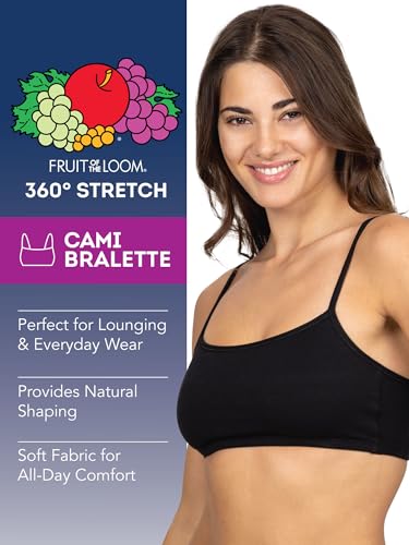 Fruit of The Loom Womens Spaghetti Strap Cotton Pullover Sports Bra Value Pack