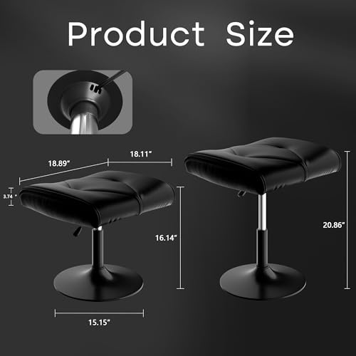 VECELO Foot Rest Under Desk Ottoman, PU Height Adjustable Footrest with Comfort Padding, Leg Rest for Desk for Relieving L...
