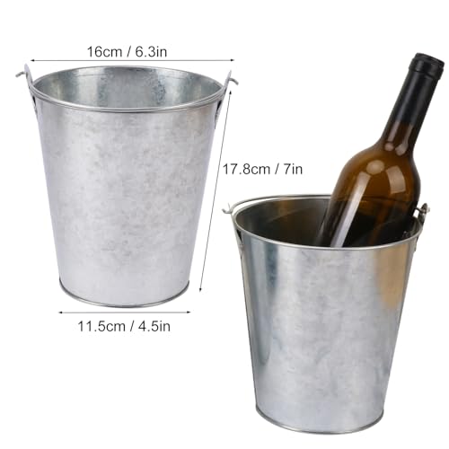 IHDYPPEW 12 Pack 7 Inch Large Galvanized Ice Buckets with Handles, 100 OZ Metal Bucket for Beer, Wine, Champagne, Parties,...