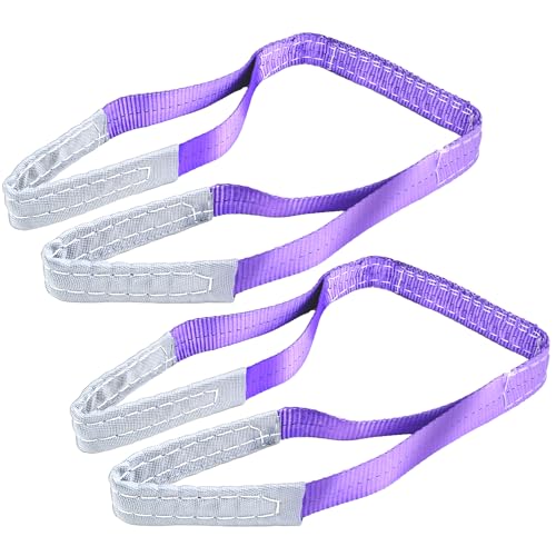 2-PCS 5:1 Safety Factor 1" X3.3' Lifting Slings 2204 lbs Webbing Sling 2 ply Polyester Lifting Strap with Twisted Eye & Ey...