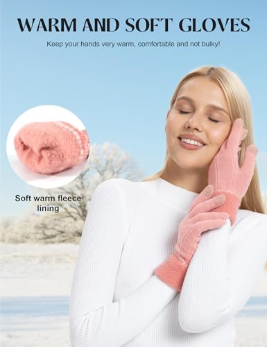 ORVINNER Winter Gloves for Women, 4 Pairs Womens Touch Screen Warm Lining Stretchy Thermal Knitted Gloves for Cold Weather