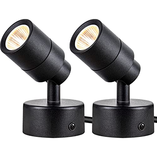 SUNVIE 2 Pack LED 120V SpotLights Indoor, 3W Up Lights Floor Spotlight, 3000K Uplights Indoor Accent Lighting for Plants P...