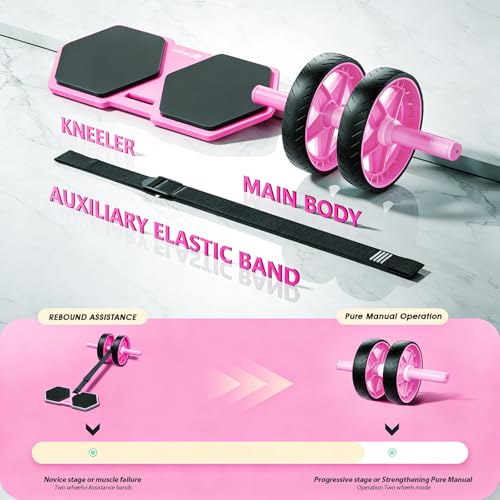 2025 New Double-Wheel Ab Roller for Core Training – Rebound Design with Adjustable Elastic Band, Silent Non-Slip Wheels, D...