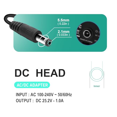 Massage Gun Charger 24V ~ 25.2V 1A Charger for 24V..