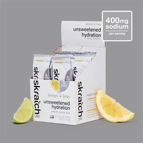 Skratch Labs Unsweetened Hydration Sport Drink Mix | Sugar Free | Electrolytes Booster | Lemon + Lime - 20 Servings | Non-...