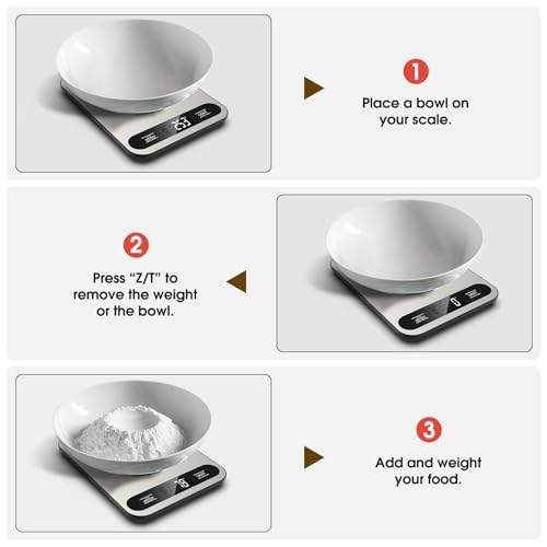 Mik-Nana Food Scale, 22lb Digital Kitchen Scale with 6 Units Tare Function & LCD Display, Stainless Steel Weight Grams and...