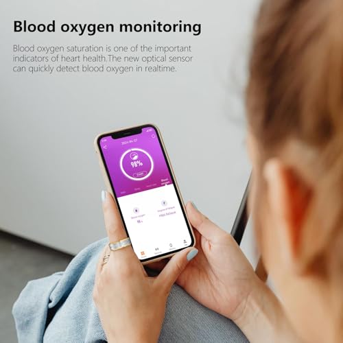 GenXenon Fitness Tracker Smart Ring,Step Counter,Heart Rate Blood Oxygen Sleep Tracker Health Ring, 6ATM Waterproof Long B...