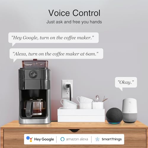 GHome Smart Plug, WiFi Smart Plugs Work with Alexa and Google Home, Smart Outlet Timer with APP Remote Control, 2.4GHz Wi-...