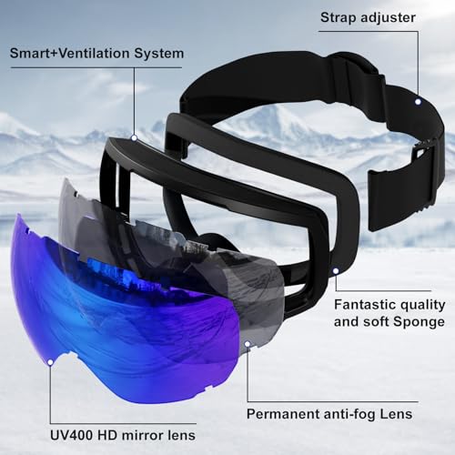 rayavala Ski Goggles Snowboard Snowmobile Men Women Youth Anti Fog Over Glasses