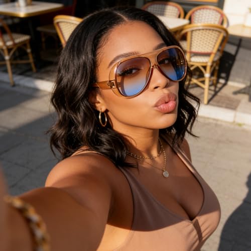 Aviator Sunglasses for Women Retro Oversized Square Sun Glasses for Outdoor Sporting Driving UV400 Protection