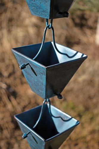 Nutshell Stores Medium Square Cups Rain Chain - Patina - 14 Feet