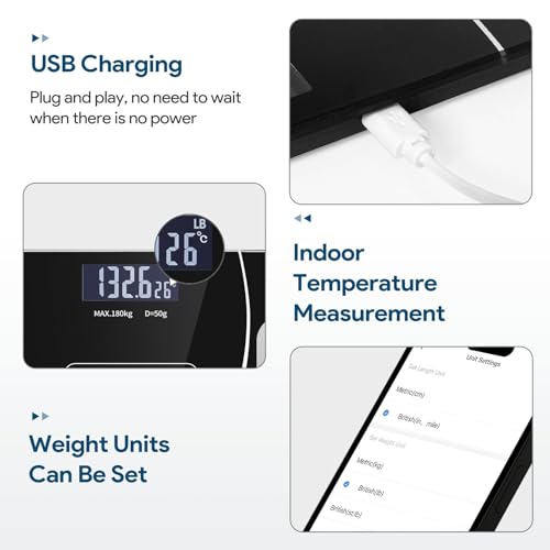 Simple & Practical Body Fat Monitor, Smart Body Fat Scale, Digital Bathroom Scale with LED Screen, Bluetooth Bathroom Scal...