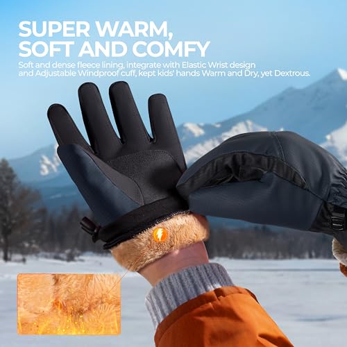 rivmount Kids 3M Ski Gloves Touchscreen Waterproof Warm for Boy Girl Youth Outdoor Skiing Cycling Snow Winter
