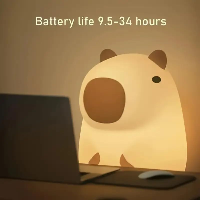 Night Light Cute Tangerine Led Squishy Novelty Animal Night Lamp Dimmable Soft Silicone Nursery Nightlight For Kids  Rechargeable Bedroom Touch Lamp  Dorm Decor  Baby Boys Girls Gift(Capybara)