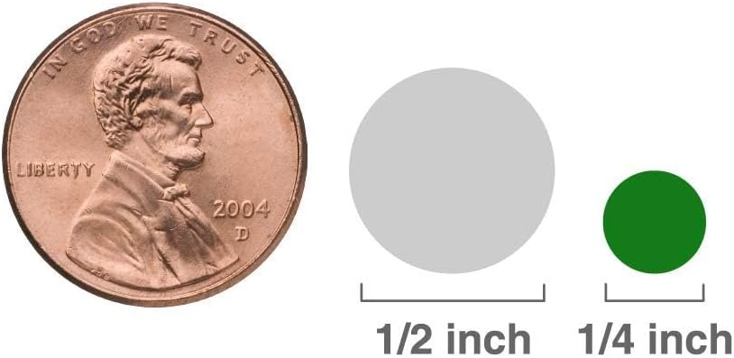 ChromaLabel 0.25 Inch Standard Green Permanent Adhesive Color Code Dot Label Kit, 1000 Stickers per Roll, 5 Pack
