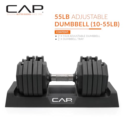CAP Barbell ADJUSTABELL Adjustable 55 lb Hex Dumbbell Weights - Singles & Pairs | Multiple Handle Options