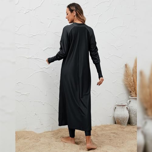 IDOPIP Muslim Swimsuits for Women with Hijab Islamic Burkini Swimwear Full Cover Long Sleeve Top Pants Dress Bathing Suits