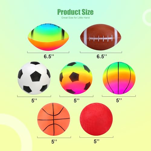 Innotoys Soft Balls for Toddlers Kids 1-3 3-5, Easy to Grip 5" Small Balls 7 Pack, Mini Football Soccer Basketball Playgro...