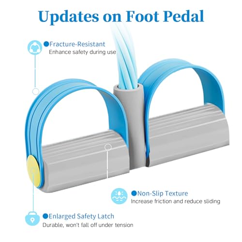 Pedal Resistance Bands with Handles, Durable 6-Tubes Multifunction Pedal Resistance Band, Natural Rubber Foot Pedal Resist...