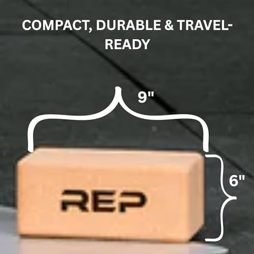 REP Fitness Cork Yoga Block, Eco-Friendly & Non-Slip Yoga Brick | Firm Support for Balance, Poses & Stretching | Durable C...