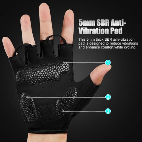 FITFIV Cycling Gloves for Men Women, Half-Finger for Bike, Gym, Weight Lifting, Workout, Riding, Outdoor Sports