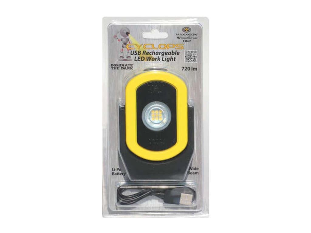Maxxeon MXN00812 - Workstar 812 Cyclops Rechargeable Work Light, 6' Drop Test, IP64, 3 Hours, HiViz Yellow