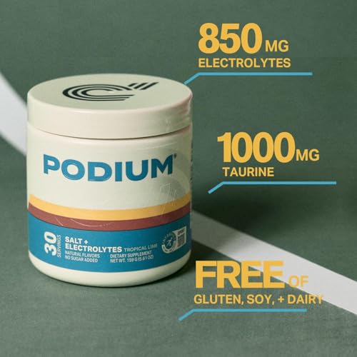 Podium Nutrition Training Salt + Electrolytes Powder, Tropical Lime, Post Workout Hydration & Muscle Recovery Support, Ele...