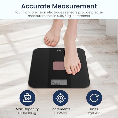 TIPRE Solar Powered Weight Scale with Endless Power, Scale for Body Weight, Electronic Bathroom Scale for Weight Loss, Dig...
