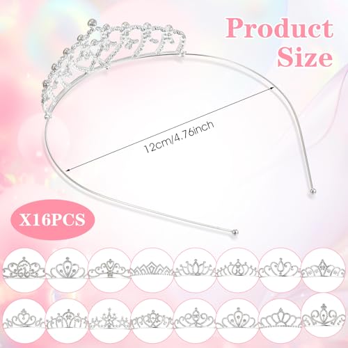 Grevosea 16 Pcs Tiaras for Women, Glitter Rhinestone Princess Crowns Headbands Crystal Tiara Birthday Crown for Girls Wedd...