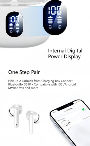 MISSOKIE Wireless Earbuds Bluetooth V5.3 2025 Headphones 36H Playback Deep Bass Stereo Ear Buds with LED Power Display Cha...