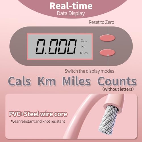 Jump Rope With Counter - Cordless Ropeless Skipping for Fitness Training - Speed Rope With Digital Handle for Exercises - ...