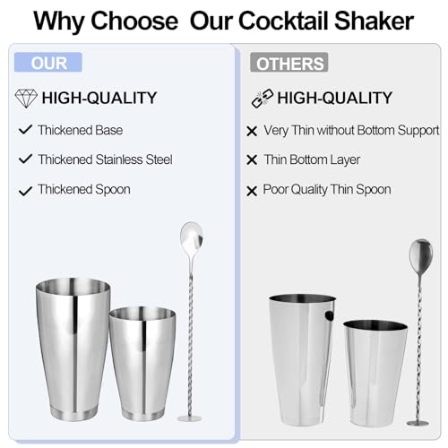 Mwellewm Cocktail Shaker Boston Shaker Set 15 Pcs Professional Bartender Kit Bar Shaker Stainless Steel Drink Shaker Barte...