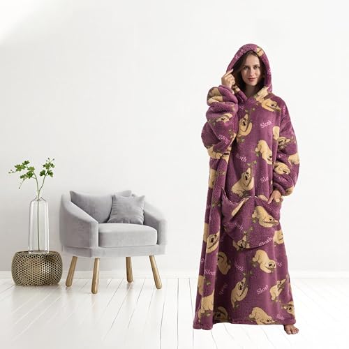 Capecage Blanket Hoodie, Long Hooded Blanket Sweatshirt as Birthday Gifts for Women Men, Long Wearable Blanket for Women Men.