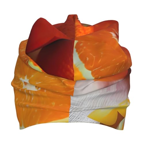 YANYU Fresh Orange Fruit Print Soft Beanie Winter Hat Warm Thermal Cap Headwear for Snow Play Outdoor Activities