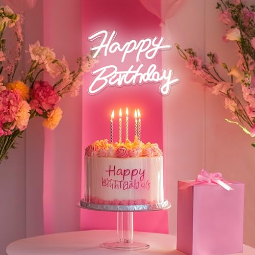 Ajoyferris Happy Birthday Neon Sign Dimmable Light Neon Happy Birthday Sign Happy Birthday Led Sign Happy Birthday Light U...