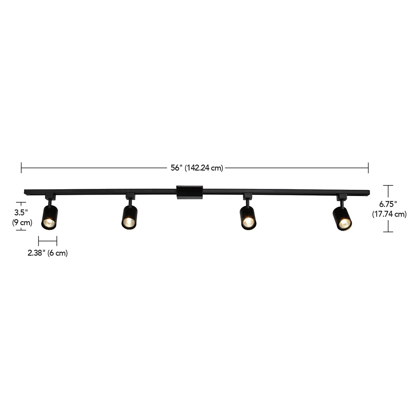 Globe Electric 59738 Tribeca 4-Light Track Lighting Kit, 56, Matte Black, Metal, Bulb Not Included