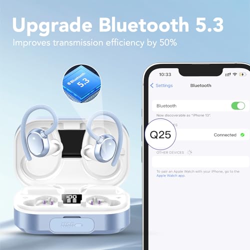 KT1 Wireless Earbuds V5.3 Bluetooth Earbuds 120Hrs Playtime, 4.7g Mini Size Painless Wear, IPX7 Waterproof, Deep Bass 2.0,...
