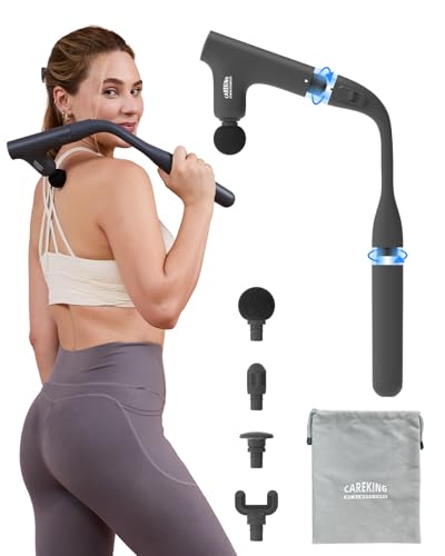 CAREKING 3-in-1 Detachable Massage Gun Deep Tissue, Ergonomic Extension Handle Back Massager for Pain Relief, Portable Per...