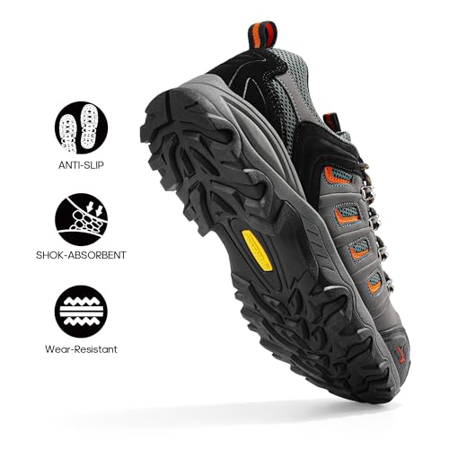 NORTIV 8 Men's Waterproof Hiking Shoes Leather Low-Top Hiking Shoes for Outdoor Trailing Trekking Camping Walking