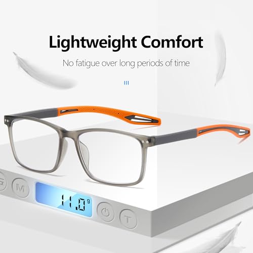 Reading Glasses for Men TR90 Sporty Design Blue Light Blocking Reader Flexible Comfortable Lightweight