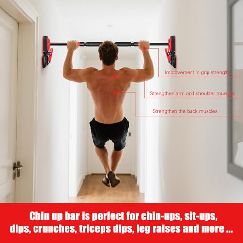 POSKOU Door Pull Up Bar Doorway Chin Up Bar for Home 76-100 cm (29.92in-39.37in) No Screws Home Workout Equipment