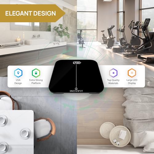 INEVIFIT Smart Premium Bathroom Scale, Highly Accurate Bluetooth Digital Bathroom Body Weight Scale, Precisely Measures We...