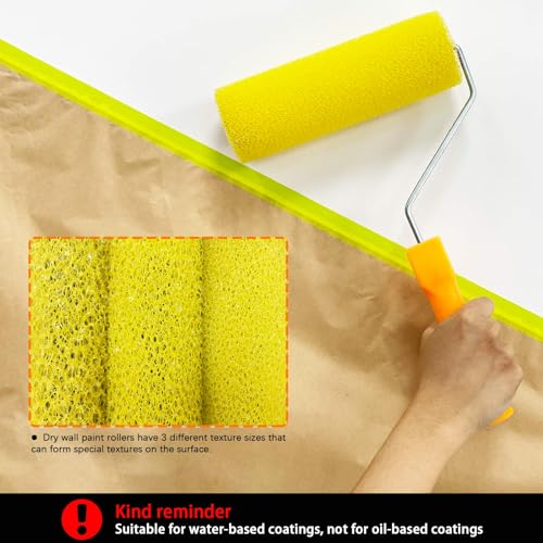 YLTOLOO 12 Pcs Textured Paint Roller Covers with 2 Frames Set, 4 inch 3 Textures Foam Drywall Texture Paint Rollers, House...