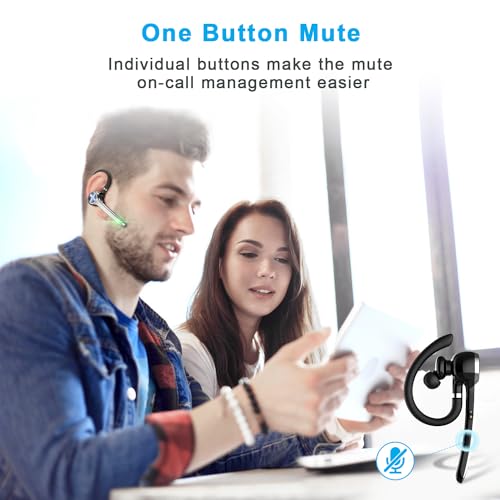 HEIBAS Bluetooth Headset, Wireless Bluetooth Earpiece with 500mAh Charging Case 72 Hours Talking Time Built-in Microphone ...