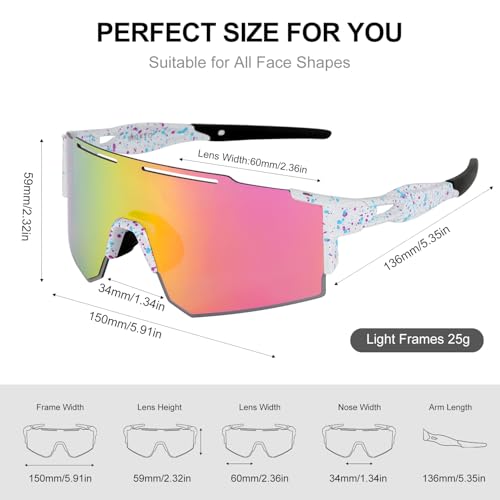 IX INOXTO Sports Sunglasses for Men Women Cycling Sunglasses Lightweight TR90 Frame UV400 Protection Goggles for Baseball Run