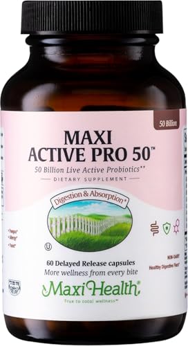 Maxi Health Probiotic Plus Ultimate Prebiotic Advanced Live Probiotics Formula - 50 Billion Live Active Probiotic - 15 Str...