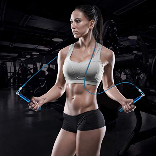 Jump Rope, Wastou Speed Jumping Rope for Training Fitness Exercise, Adjustable Adults Workout Skipping Rope for Men, Wome...